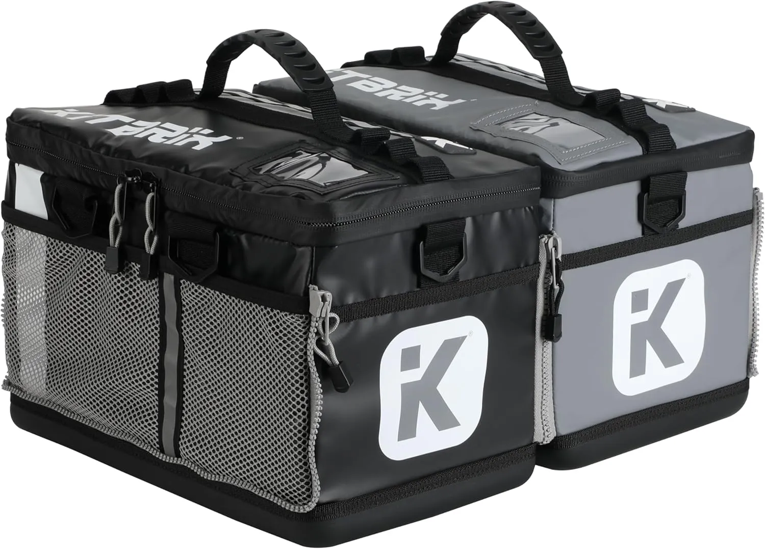 KitBrix Bag Bundle - 2x Sports Bags that Zip Together - Solid Waterproof Base - Triathlon Transition Bags - Multi-Use Duffle Bag for Wet & Muddy Gear - Gym Bag, Swim Bag, Soccer Bag - Black & Gray