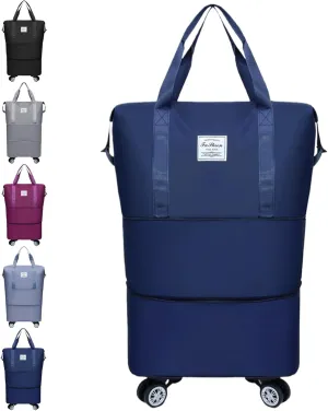 Klarson Travel Bag, Klarson Expandable Bag with Wheels, Collapsible Luggage with Wheels (Dark Blue,One Size)