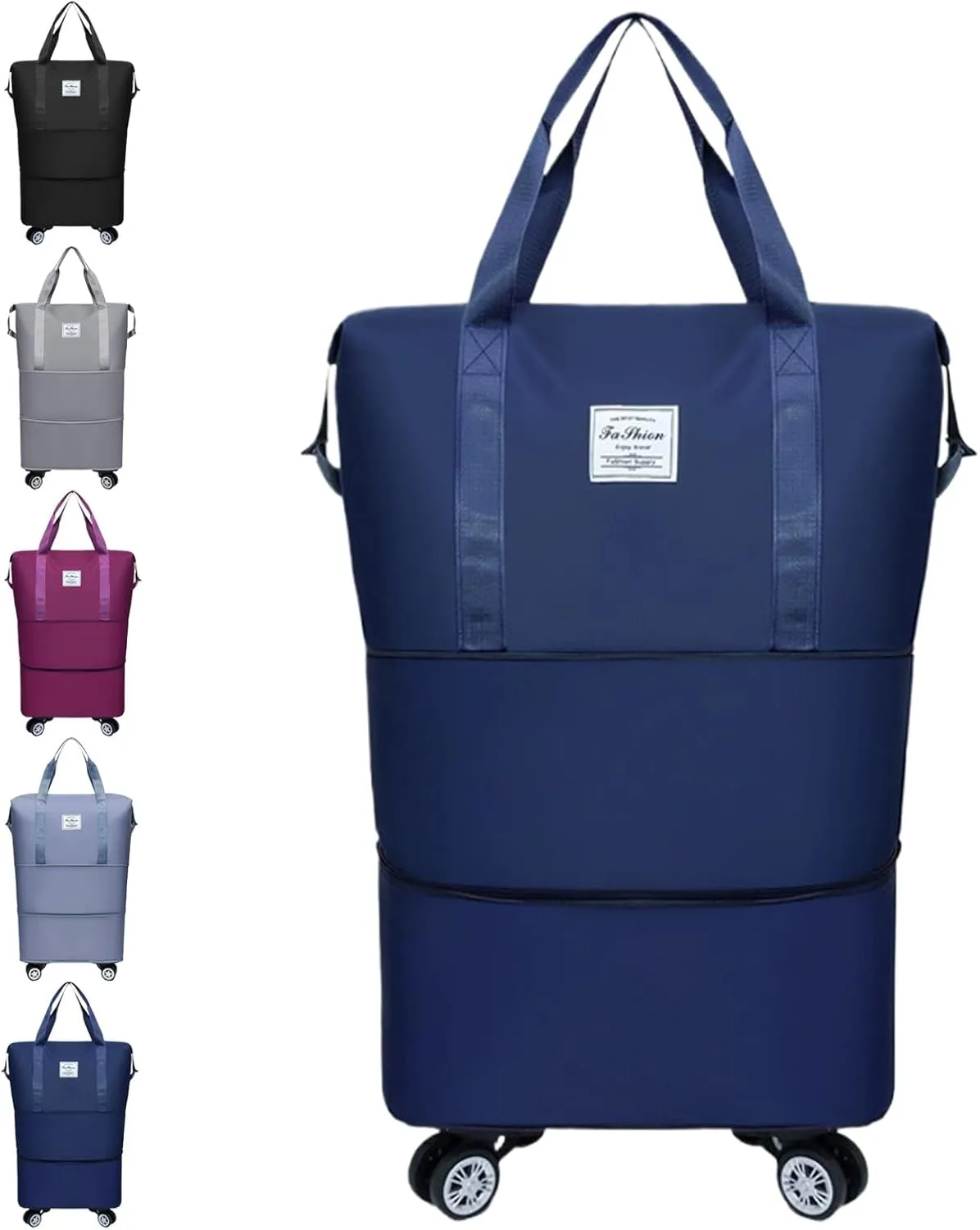 Klarson Travel Bag, Klarson Expandable Bag with Wheels, Collapsible Luggage with Wheels (Dark Blue,One Size)