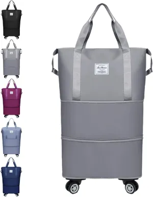 Klarson Travel Bag, Klarson Expandable Bag with Wheels, Collapsible Luggage with Wheels (Gray,One Size)