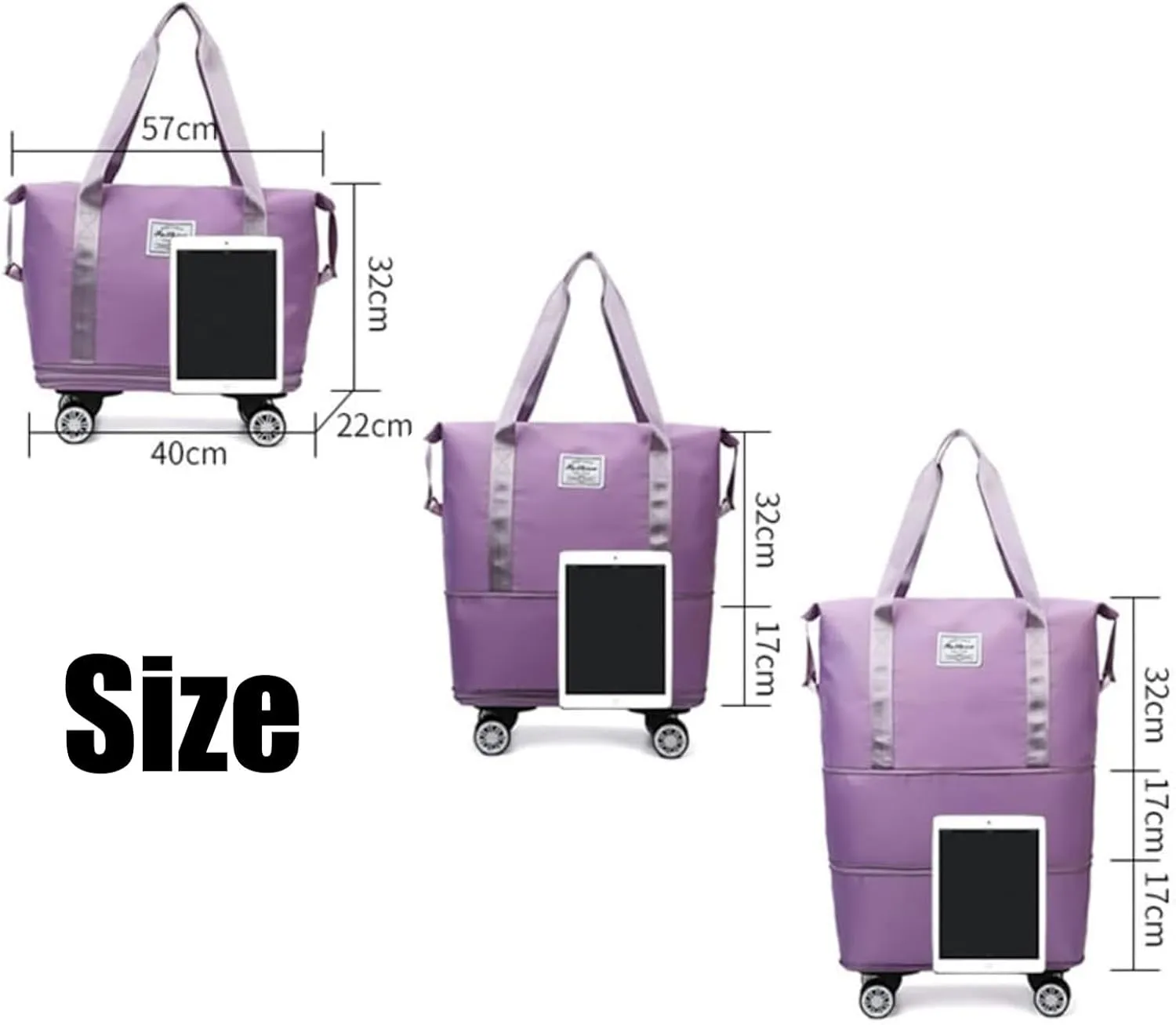 Klarson Travel Bag, Klarson Expandable Bag with Wheels, Collapsible Luggage with Wheels (Gray,One Size)
