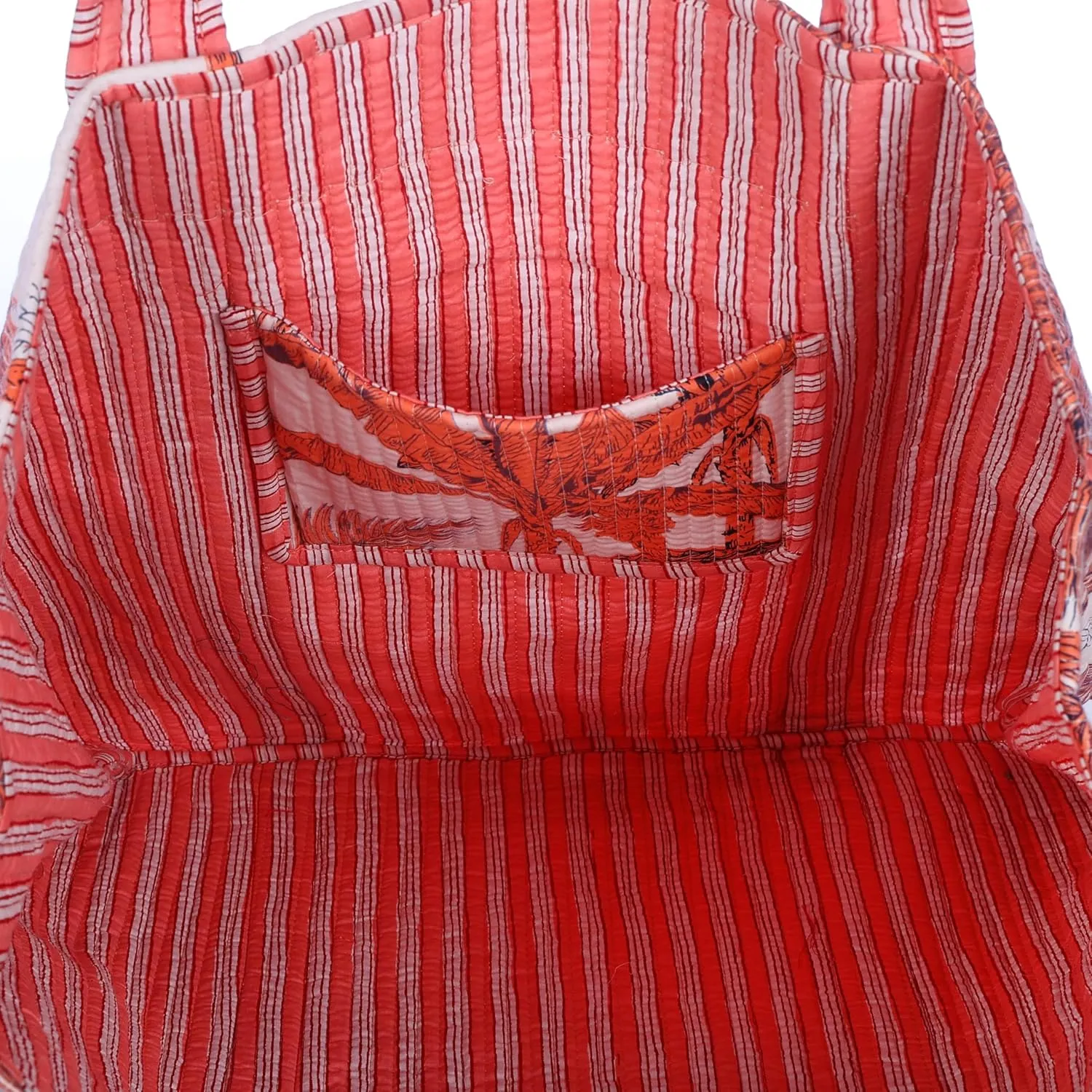 KLAVATE Women Handblock Lightweight Travel Bag Purse Cotton Shoulder Tote Bag For Shopping Grocery & Beach Bag Gift For Her