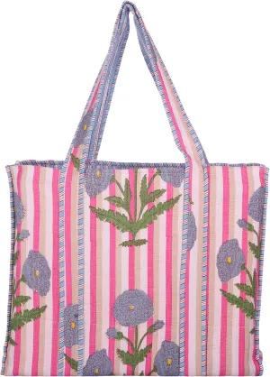 KLAVATE Women Handblock Lightweight Travel Bag Purse Cotton Shoulder Tote Bag For Shopping Grocery & Beach Bag Gift For Her