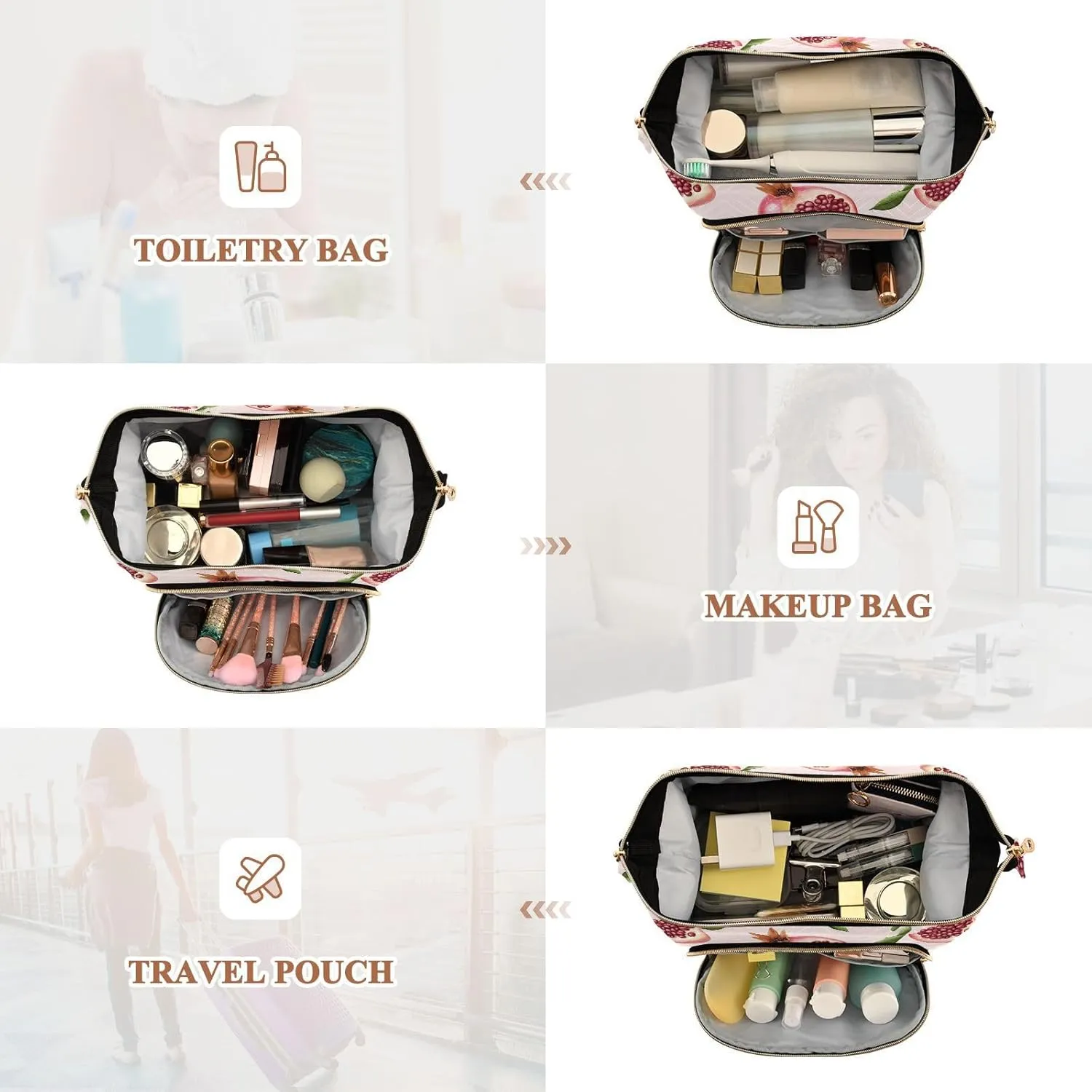 KLL Fresh Pomegranate Fruit Blush Makeup Bag Lightweight Bathroom Storage Bag Women Cash Wallet for Jewelry Organizer
