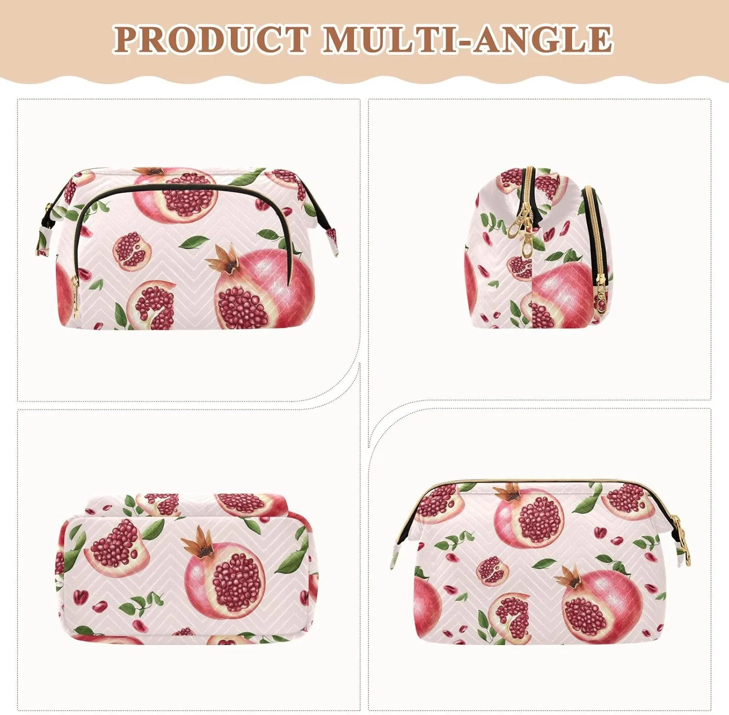 KLL Fresh Pomegranate Fruit Blush Makeup Bag Lightweight Bathroom Storage Bag Women Cash Wallet for Jewelry Organizer
