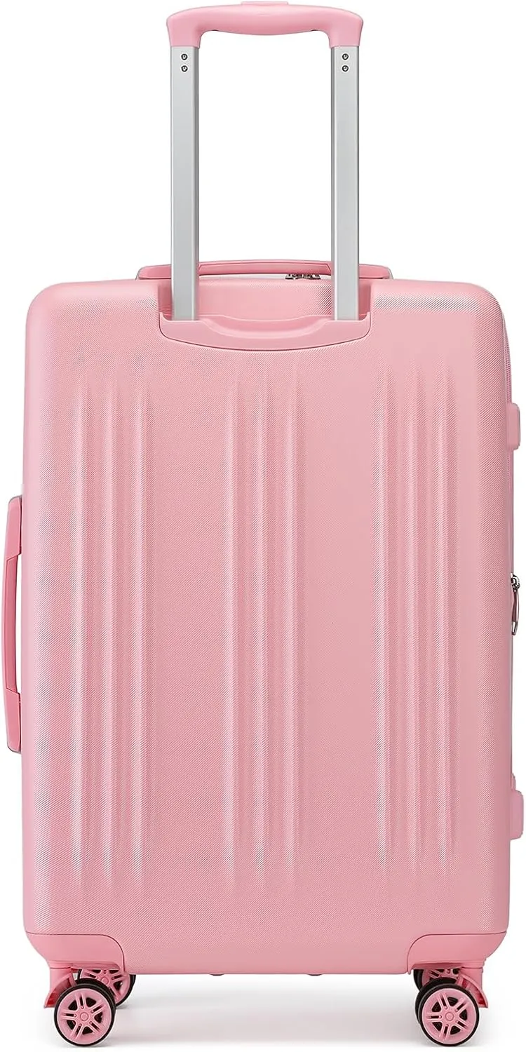 Kono 28 Inch Expandable Luggage with Quiet Spinner Wheels & TSA Lock, Scratch and Drop Resistant ABS & PC Hardside Durable Large Checked Suitcase (Pink)