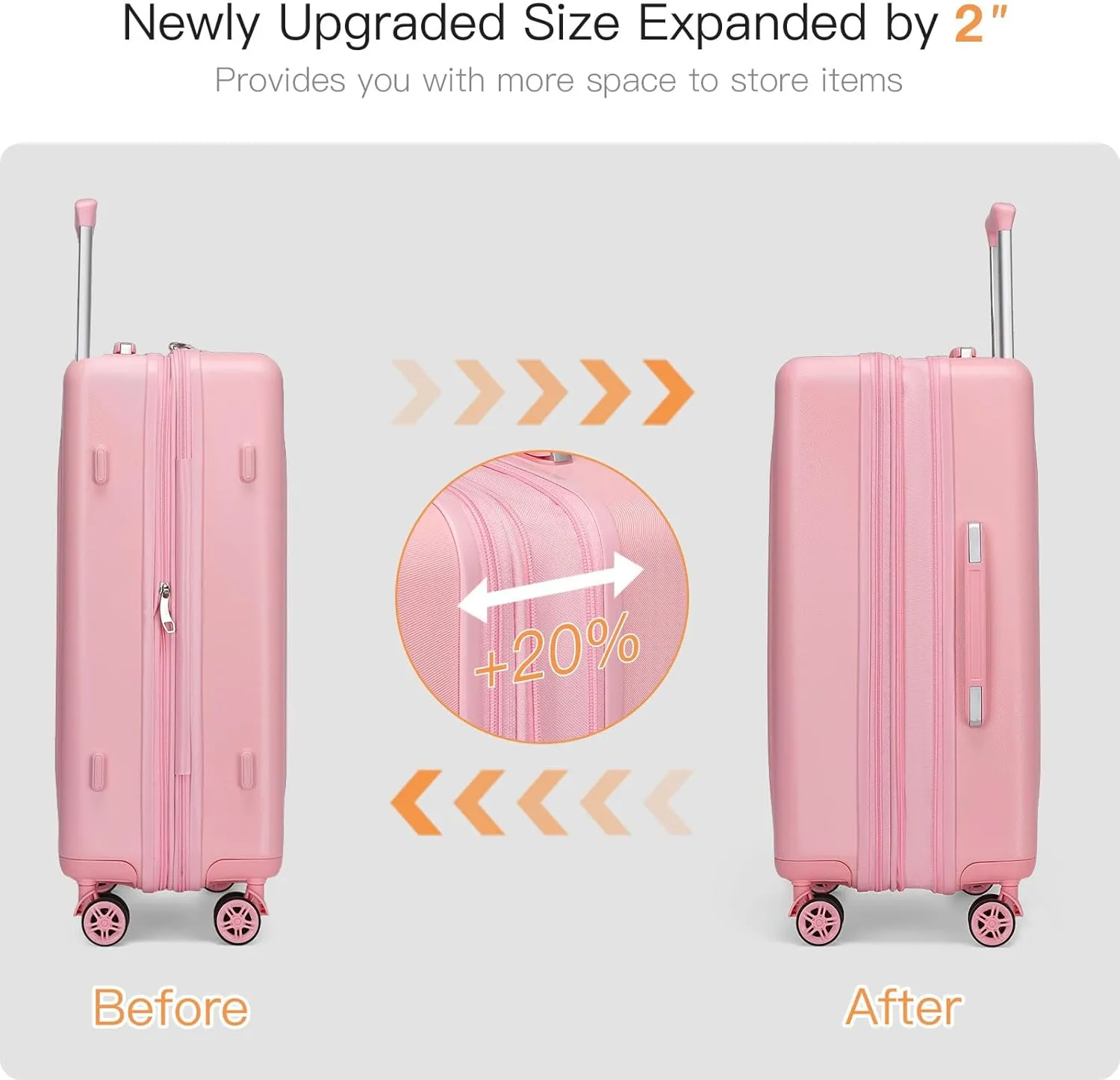 Kono 28 Inch Expandable Luggage with Quiet Spinner Wheels & TSA Lock, Scratch and Drop Resistant ABS & PC Hardside Durable Large Checked Suitcase (Pink)