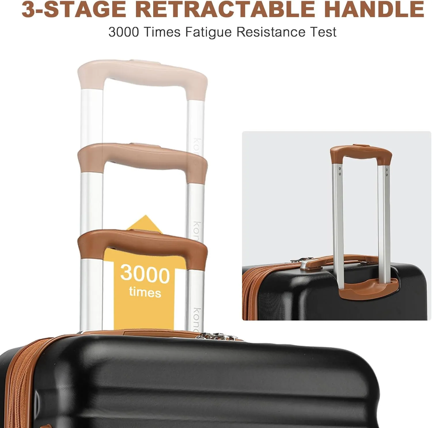 Kono Airline - Approved Carry - On Luggage, 22x14x9 inches, with TSA Lock, 20 - Inch Expandable Lightweight Hardshell Suitcase (Black - Brown, Suitable for 1-3 Days of Travel)