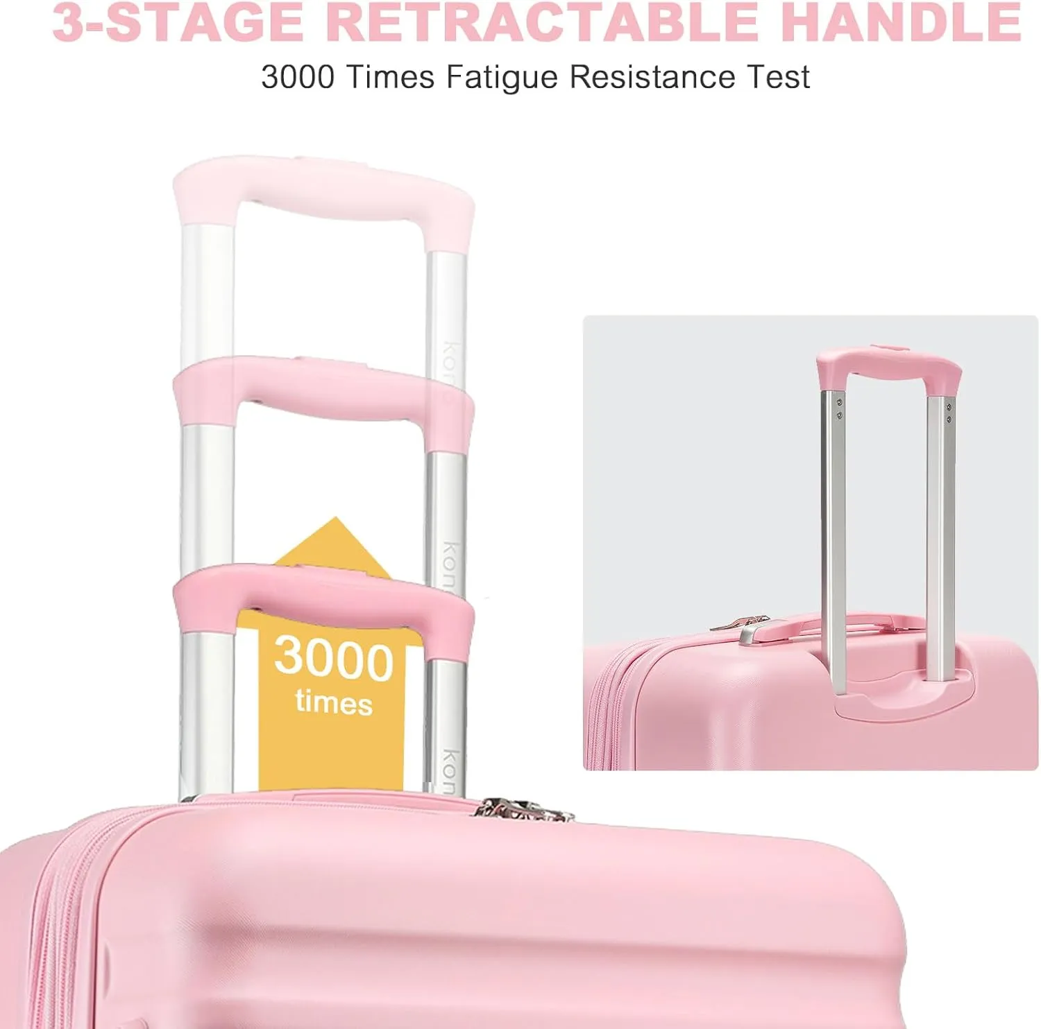 Kono Airline - Approved Carry - On Luggage, 22x14x9 inches, with TSA Lock, 20 - Inch Expandable Lightweight Hardshell Suitcase (Pink, Suitable for 1-3 Days of Travel)