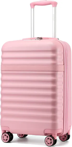 Kono Airline - Approved Carry - On Luggage, 22x14x9 inches, with TSA Lock, 20 - Inch Expandable Lightweight Hardshell Suitcase (Pink, Suitable for 1-3 Days of Travel)