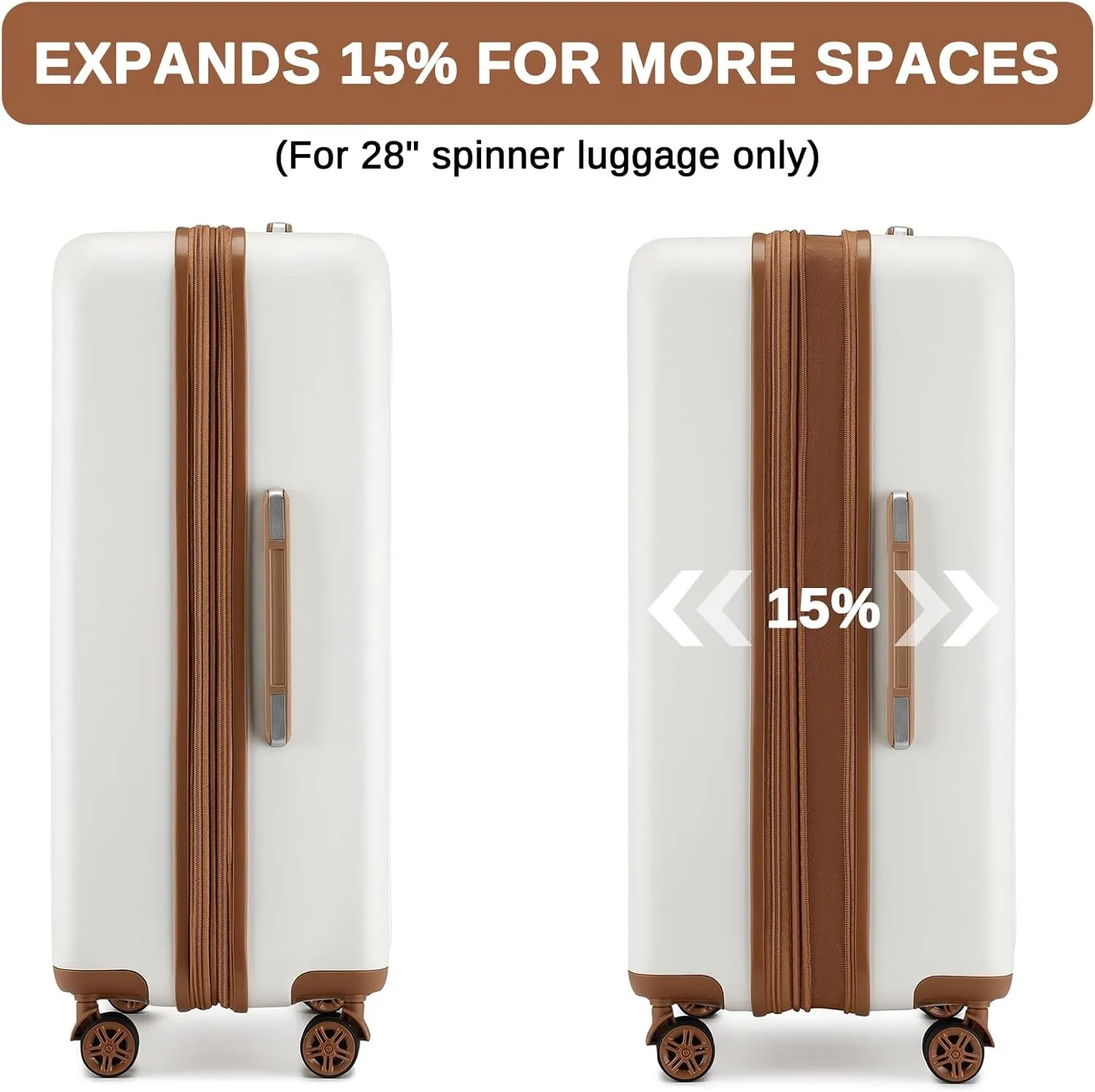 Kono Luggage Sets 5 Piece Suitcases with Wheels, Suitcase Set ABS Hard Case Luggage with Spinner Wheels Durable Travel (Cream White, 5 Piece Set)