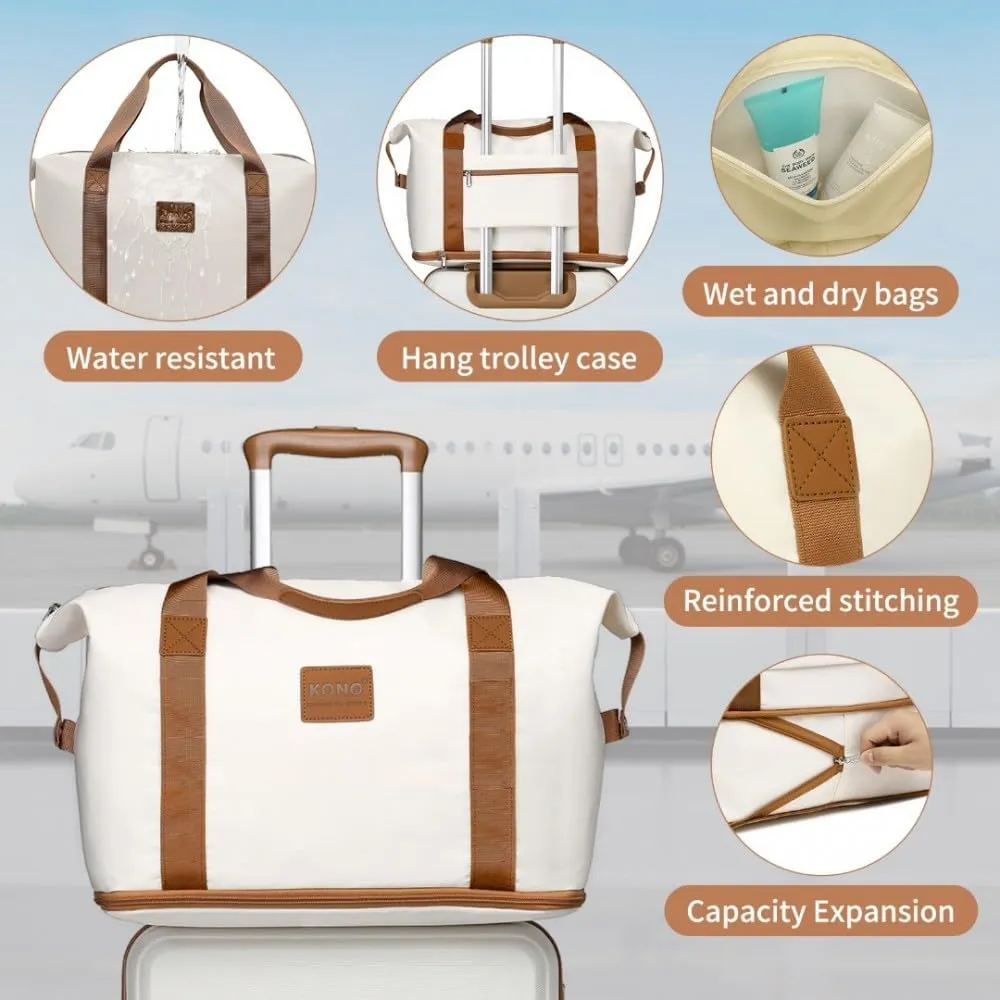 Kono Luggage Sets 5 Piece Suitcases with Wheels, Suitcase Set ABS Hard Case Luggage with Spinner Wheels Durable Travel (Cream White, 5 Piece Set)