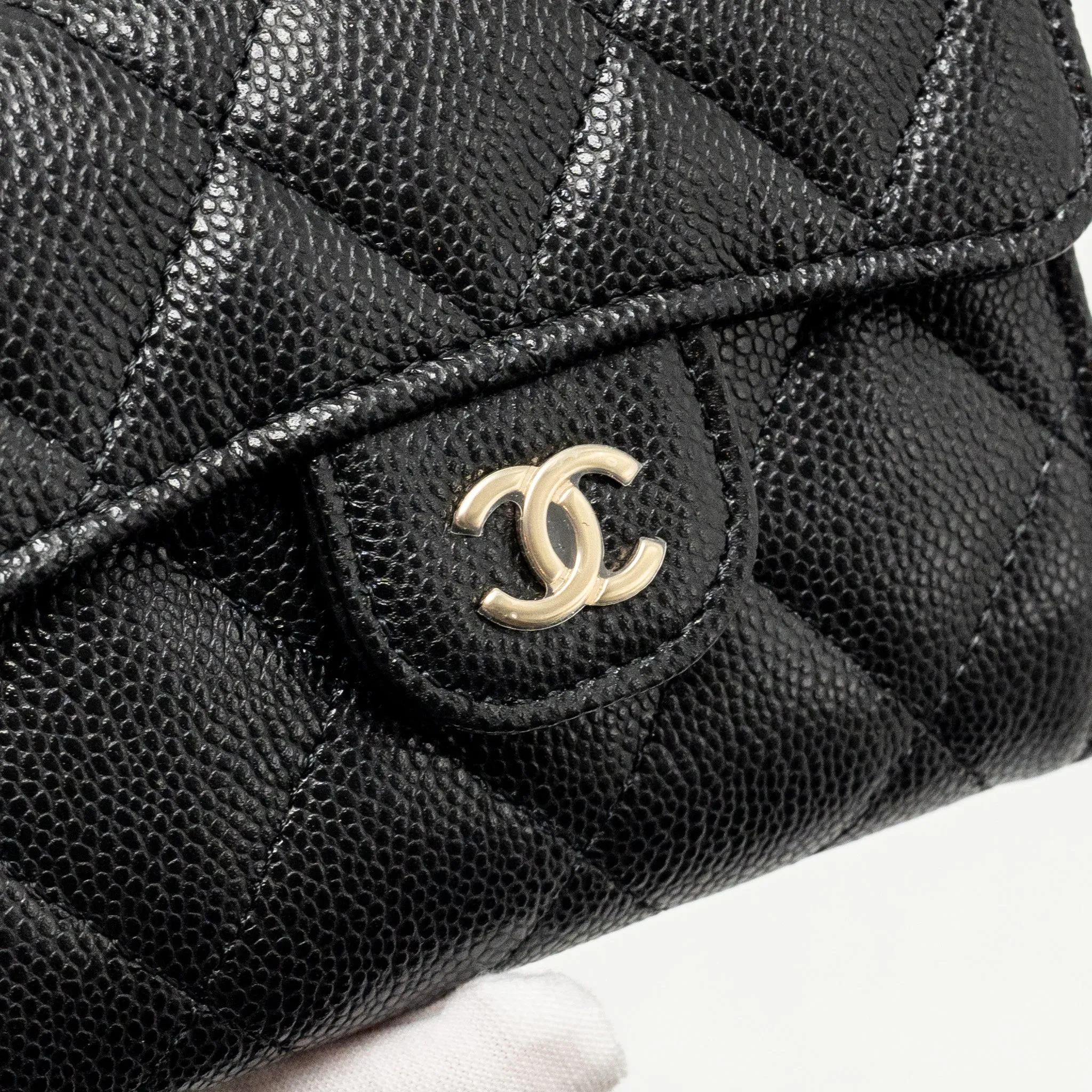 L Black (Microchip) Holder Classic Caviar Flap Trendy Card Hassle-free returns Chanel