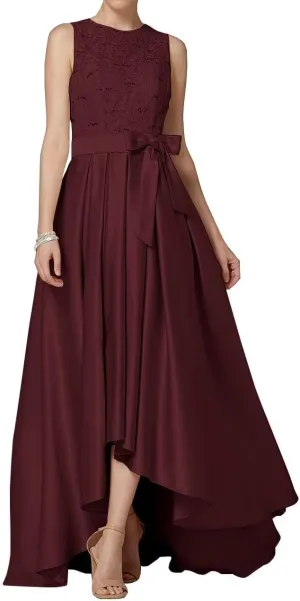 Laces Mother of The Bride Dresses Satin High Low Formal Evening Dresses for Women