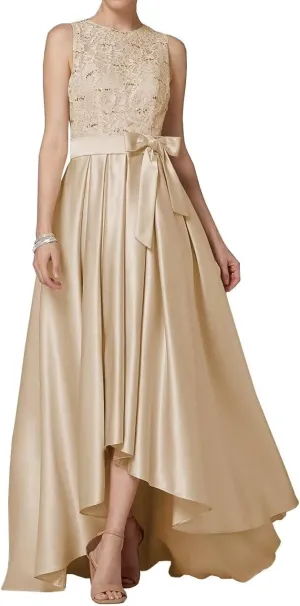 Laces Mother of The Bride Dresses Satin High Low Formal Evening Dresses for Women