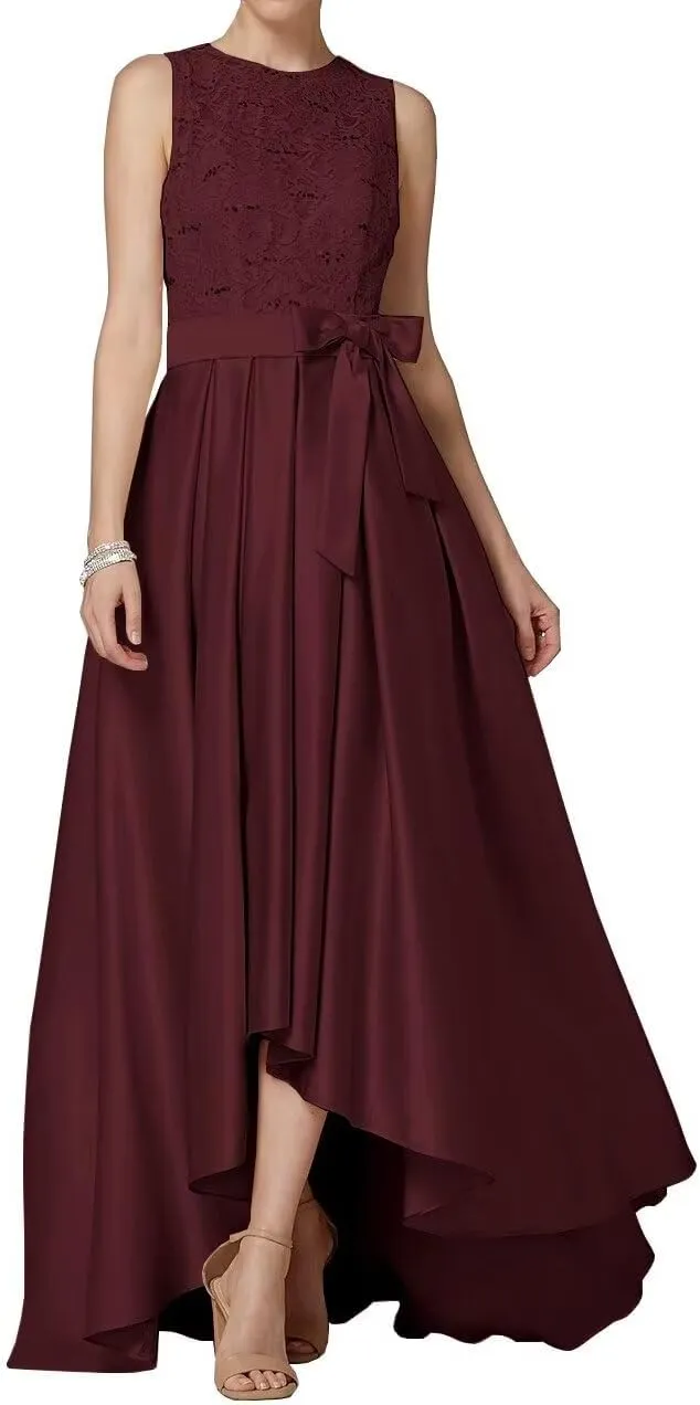 Laces Mother of The Bride Dresses Satin High Low Formal Evening Dresses for Women