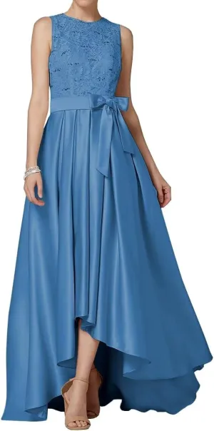 Laces Mother of The Bride Dresses Satin High Low Formal Evening Dresses for Women