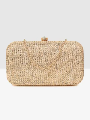 Ladies Gold Sparkle Frame Clutch