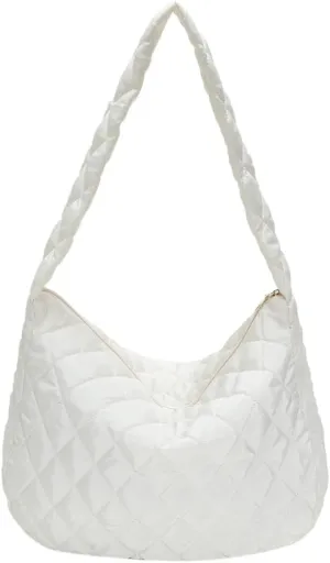 Ladies Hobo Bag Lightweight Girl Large Bag Solid Color Fashion Shopping Bag Soft Quilted for Women Vacation Travel