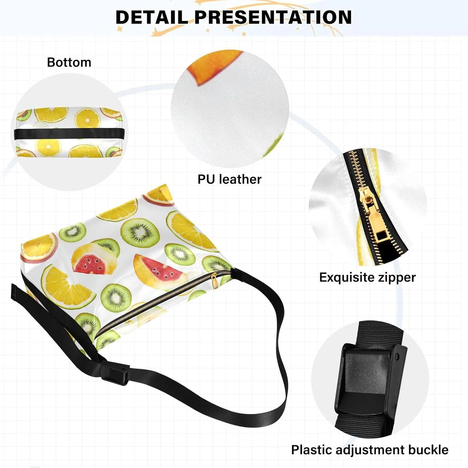 Ladies Purse Crossbody Trendy Womens Crossbody Sling Bag Large Shoulder Purse Funny Kumquat Fruit Purple
