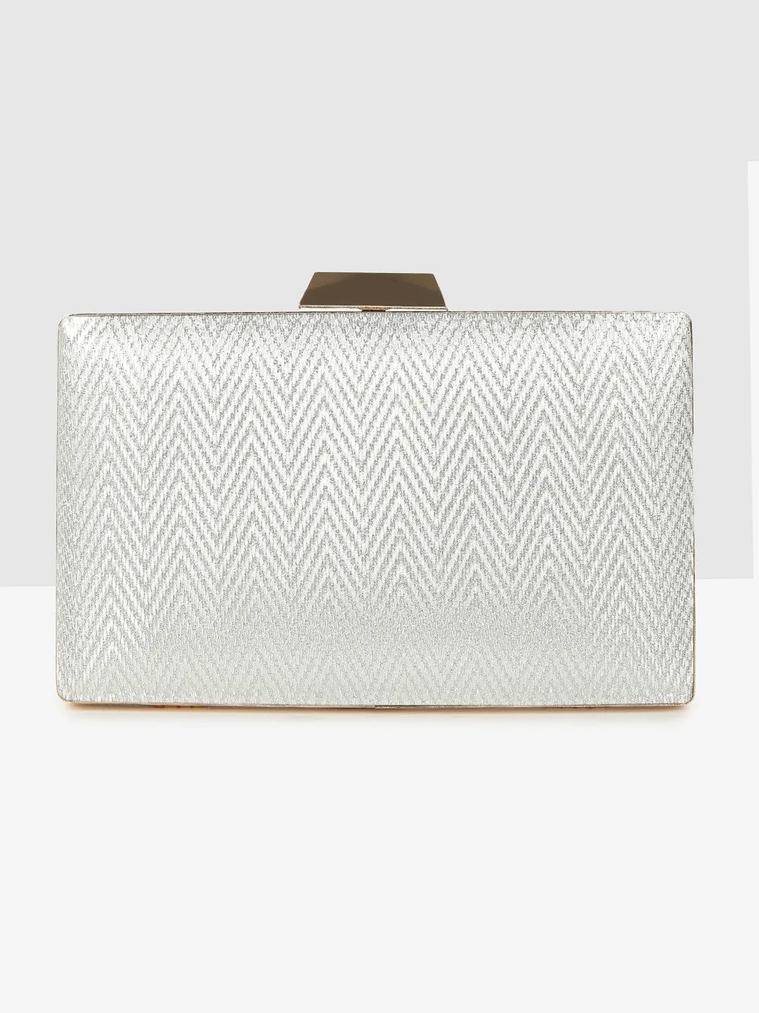 Ladies Silver Purse Handbag with Detachable Chain Sling Strap