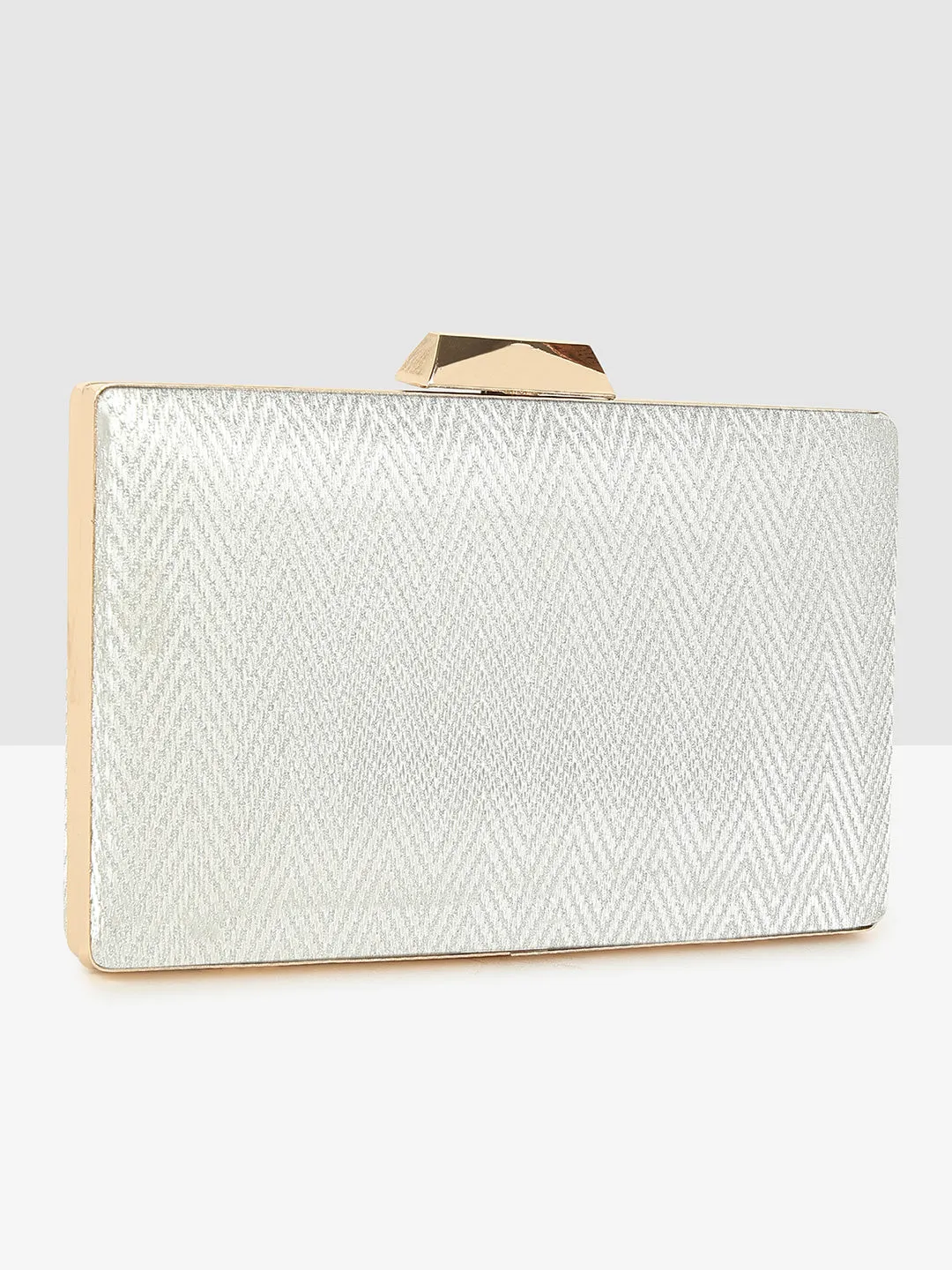 Ladies Silver Purse Handbag with Detachable Chain Sling Strap