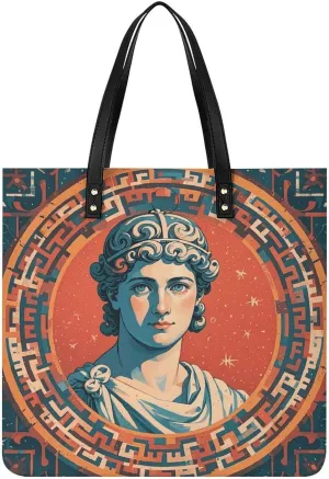 Ladies Soft Leather Wallet Leather Printed Handbags for Women Stamped with Ancient Rome Printed Satchel Tote Fashion Shoulder Bag Purses
