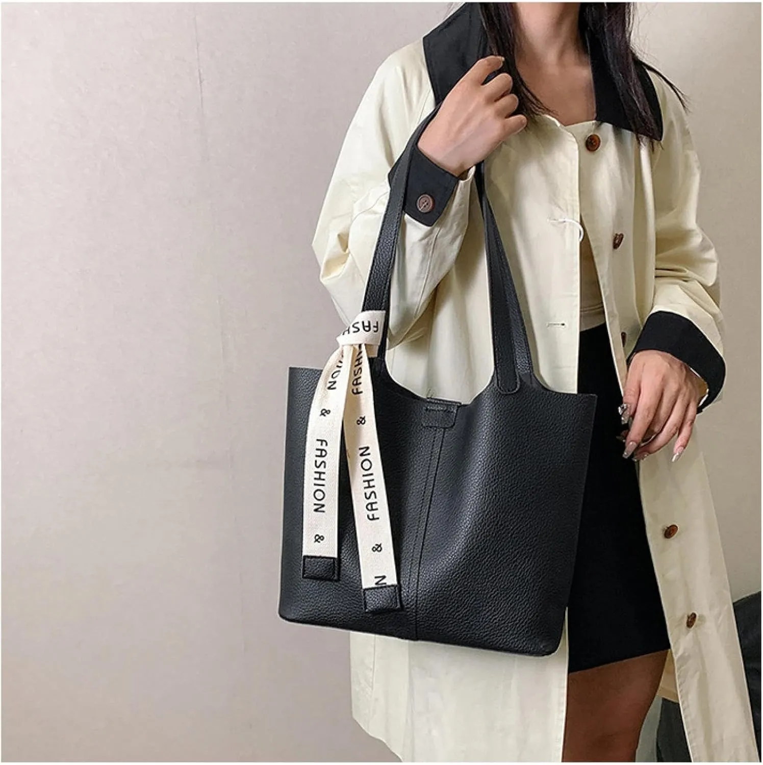Ladies Underarm Bag, Fashion Shoulder Bag, Large Capacity Net Red Handheld Shoulder Tote Bag. Khakicolor