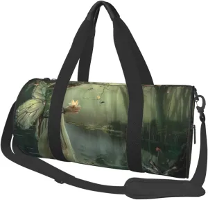 Lake fairy Printed Sports Gym Bag for Men Women Foldable Duffel Bag Carry On Weekender Bag for Travel Sports