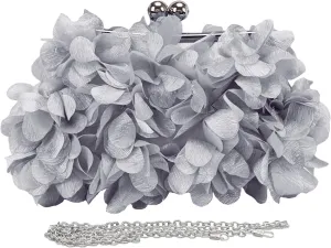 LAKSMI Women Clutch Evening Bags Floral Appliques Formal Purse Shouder Handbags with Detachable Chains