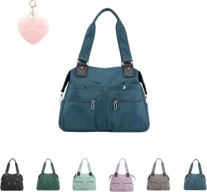 Langrents Nylon Tote Bag,Waterproof Large Capacity Multi Pocket Shoulder Bag, Crossbody Travel Bag For Women