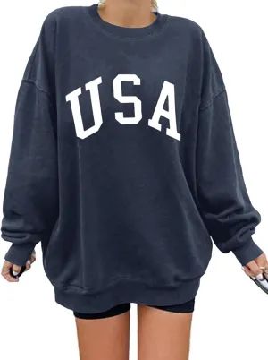 Langwyqu Women's Oversized Sweatshirt Los Angeles California Crewneck Long Sleeve Casual Loose Pullover Tops