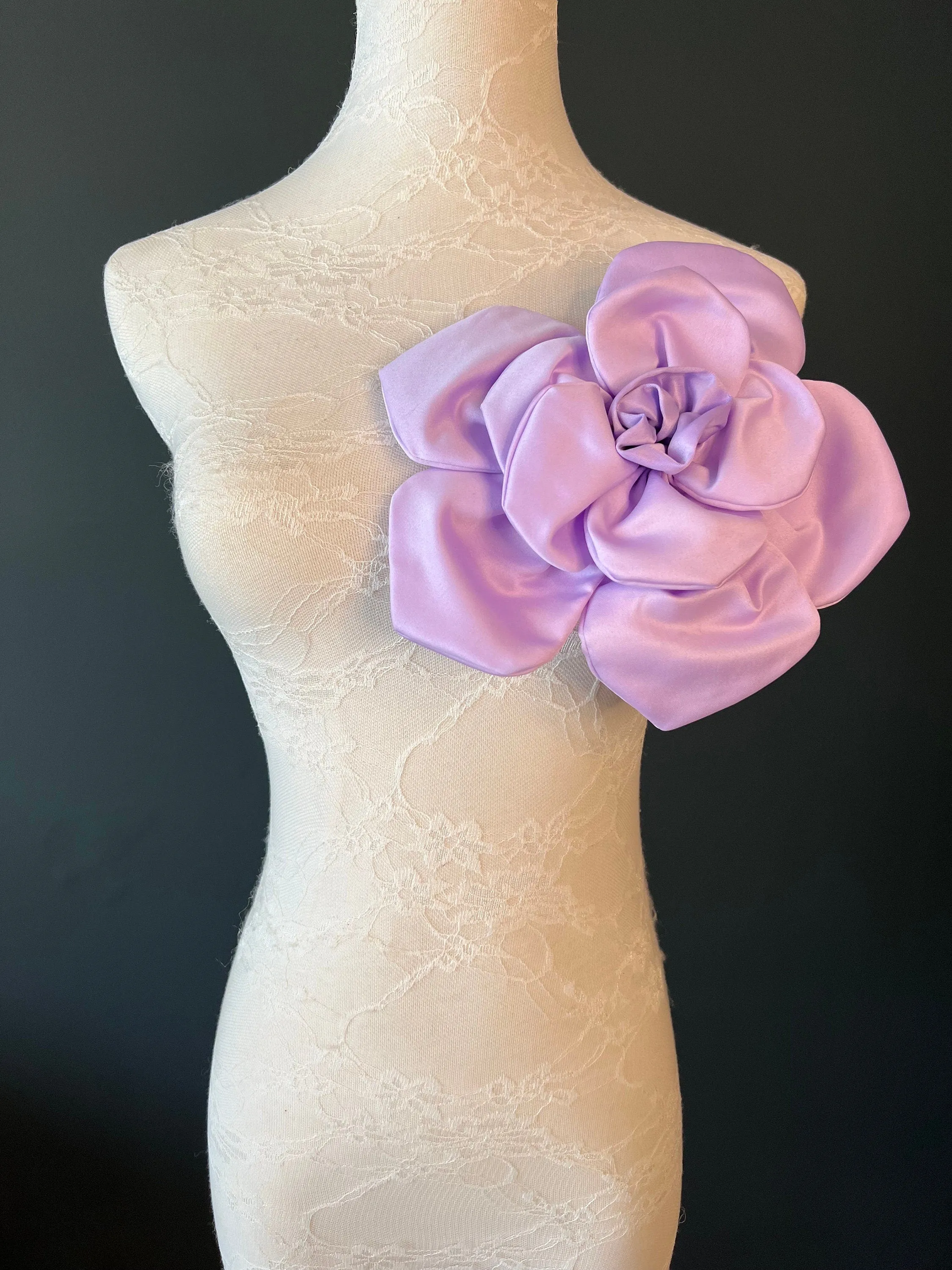Large 3D Corsage Flower, Lilac, 9” Wide, 27cm, Pin on Corsage, Bridal, Clothing, Dress, Hat, Accessory, FAN Design