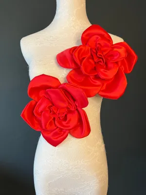 Large 3D Corsage Flower, Red, 9” Wide, 23cm, Hat Pin on Corsage, Bridal, Clothing, Dress, Hat, Accessory, FAN Design, Hair Pin Corsage