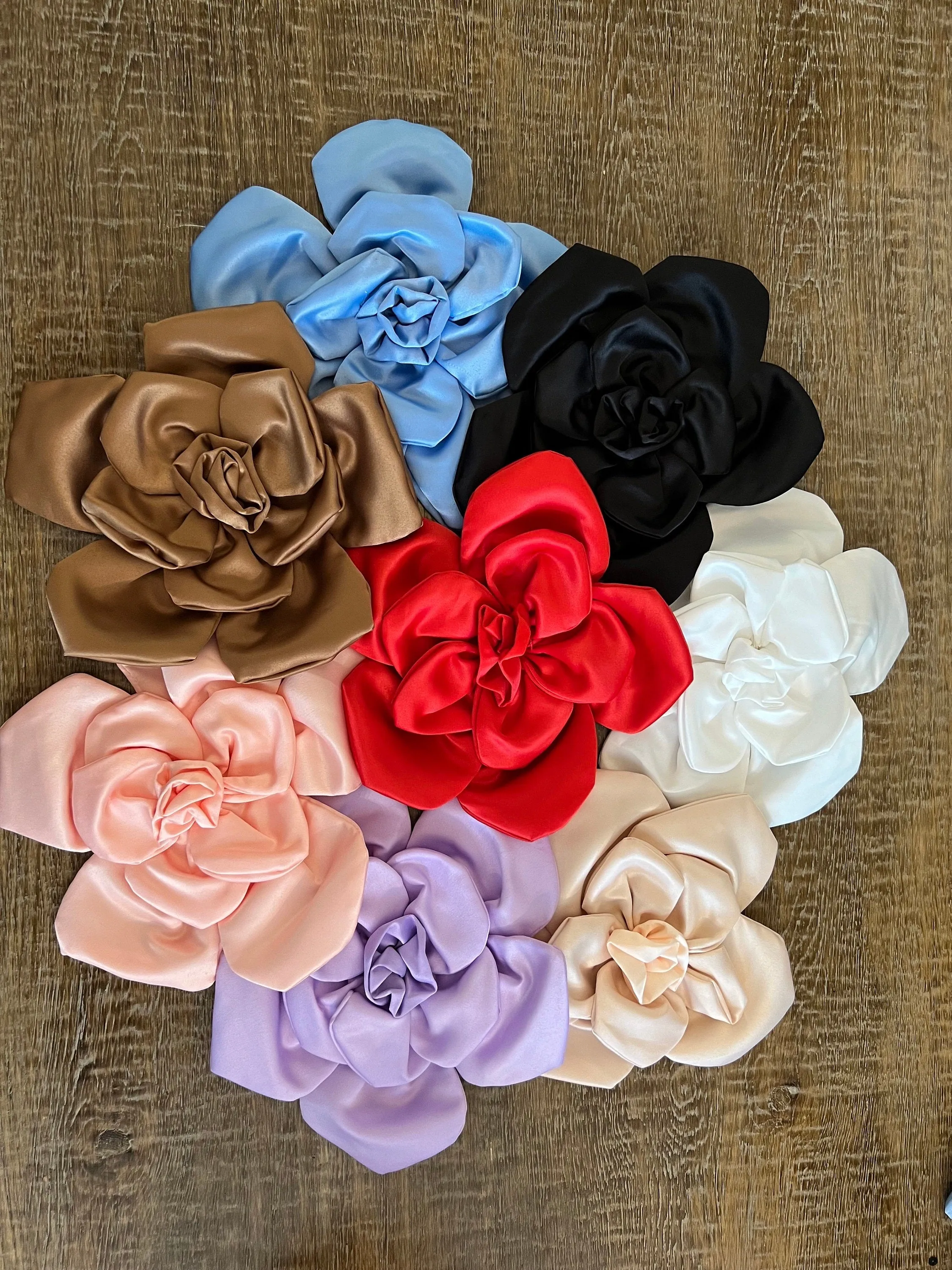 Large 3D Corsage Flower, Red, 9” Wide, 23cm, Hat Pin on Corsage, Bridal, Clothing, Dress, Hat, Accessory, FAN Design, Hair Pin Corsage