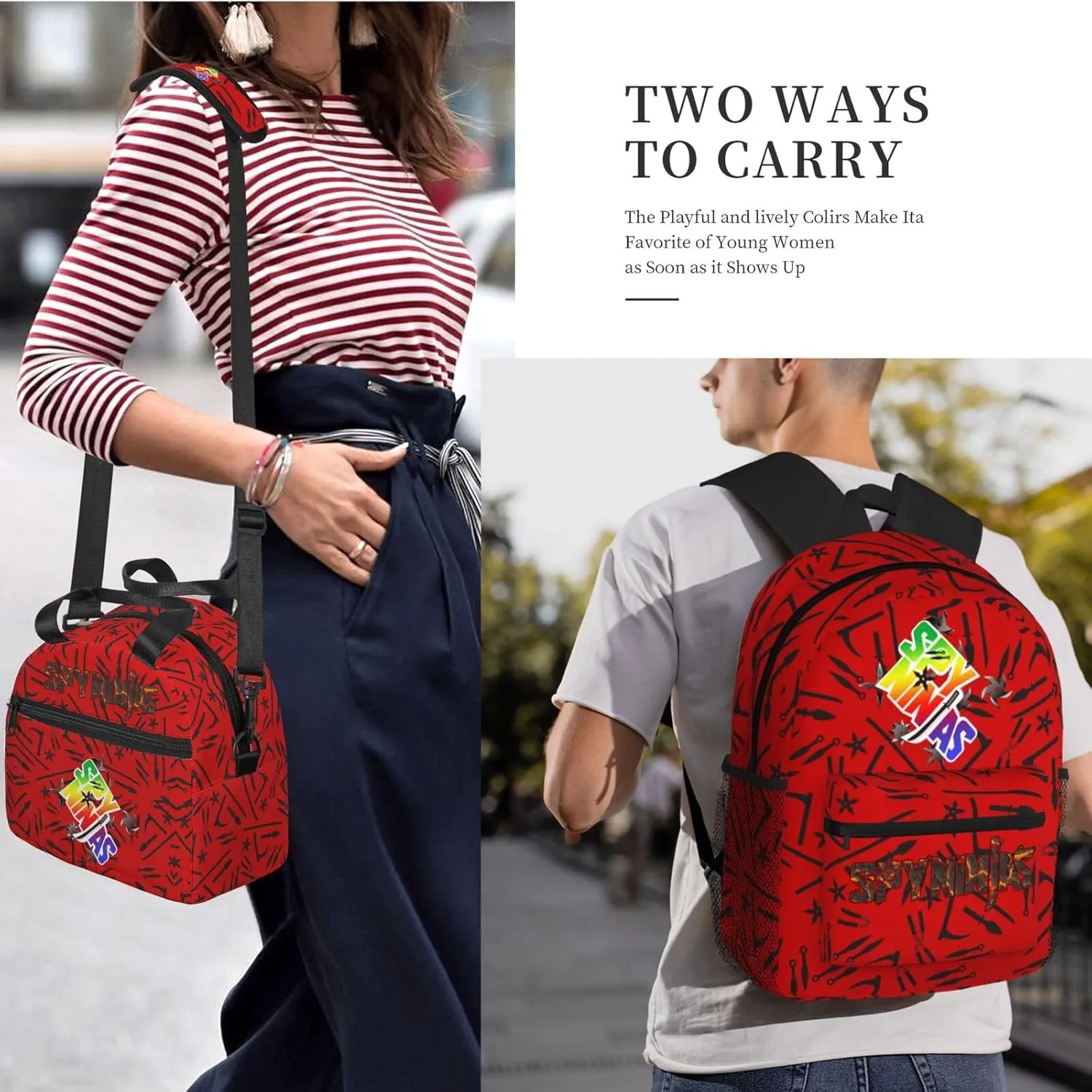 Large Capacity Backpack Camping Tote Shoulder Bag Combination 2 Piece Set Daypack For Daily Travel