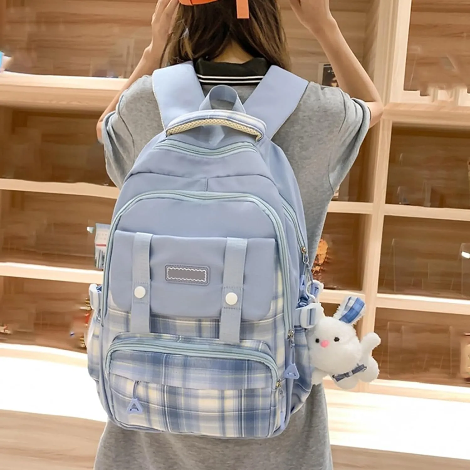 Large Capacity Backpack Casual Daypacks Student School Backpack Aesthetic Backpack Travel Bag for Teens Girls, White, as the pic show