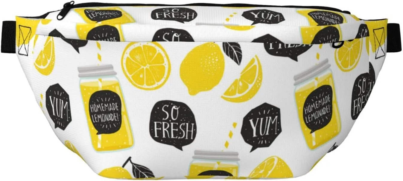 Large Fanny Packs for Women Men Cross Body - Cute Lemon Juice Travel Crossbody Bags for Women Trendy, Belt Bag for Women Men Crossbody, Waist Bag for Women With Adjustable Strap