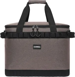 Large Insulated Lunch Bag Adult, Leak-Proof Lunch Cooler Bag for Men/Women Heavy Duty Collapsible Tote Soft Cooler for Beach, Shopping Grocery, Office BBQ-Brown