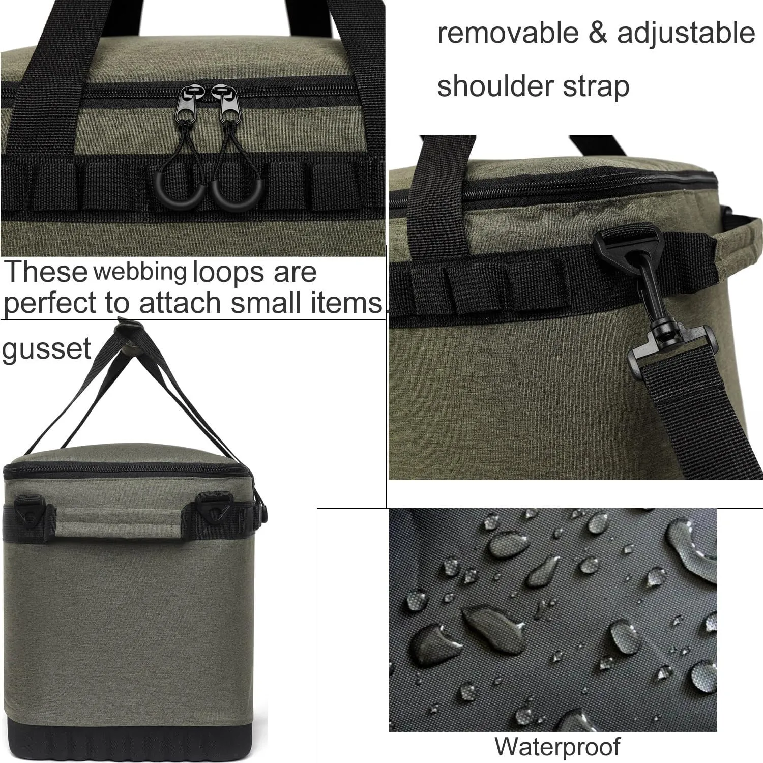 Large Insulated Lunch Bag Adult, Leak-Proof Lunch Cooler Bag for Men/Women Heavy Duty Collapsible Tote Soft Cooler for Beach, Shopping Grocery, Office BBQ-Brown