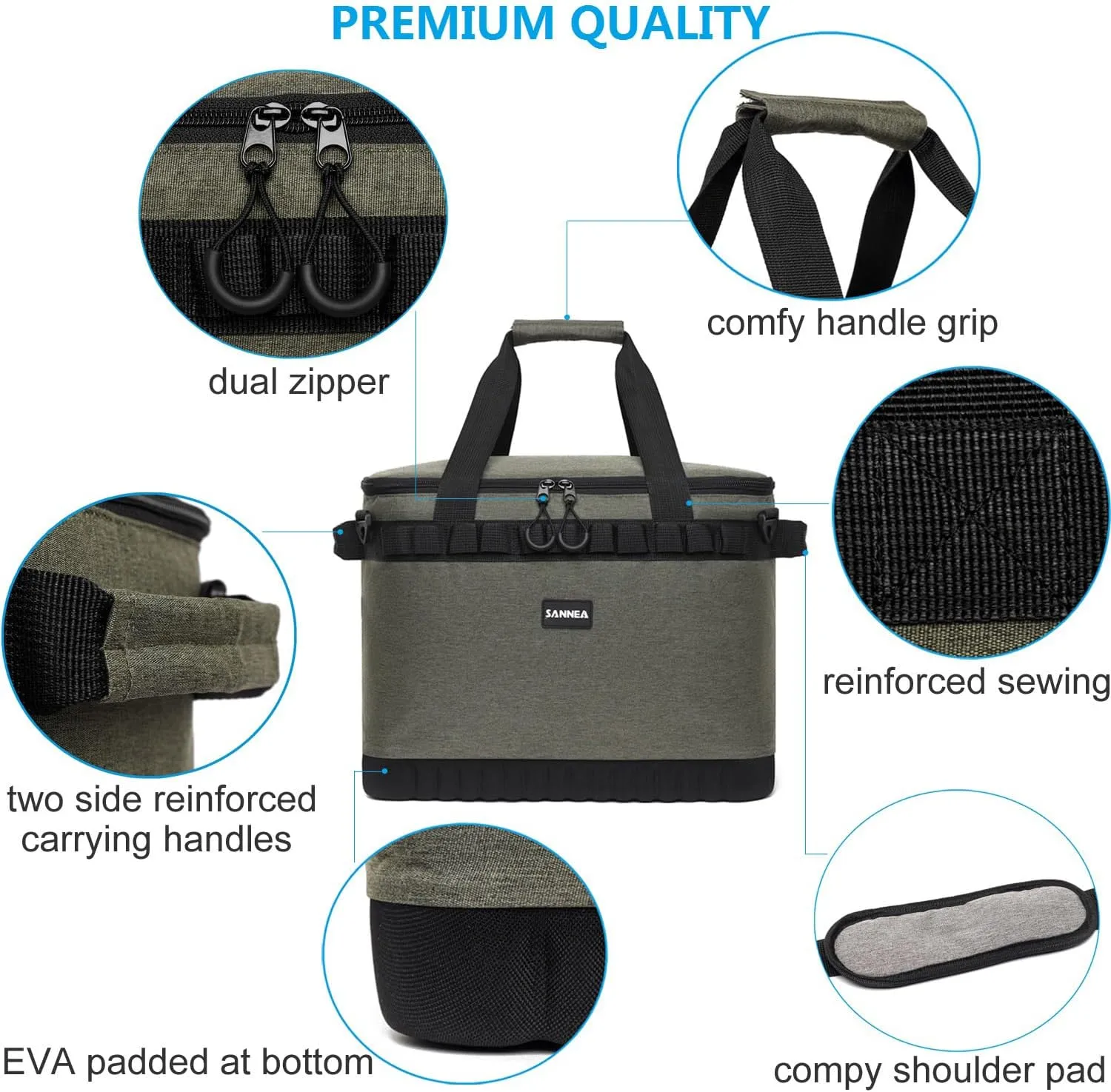 Large Insulated Lunch Bag Adult, Leak-Proof Lunch Cooler Bag for Men/Women Heavy Duty Collapsible Tote Soft Cooler for Beach, Shopping Grocery, Office BBQ-Brown