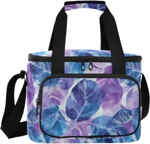 Large Lunch Bag Rubbing Leaves Blue Purple Insulated Cooler Tote Soft Freeze Lunch Box for Adult Women Men Picnic Camping Beach Hiking 24-Can (18L)