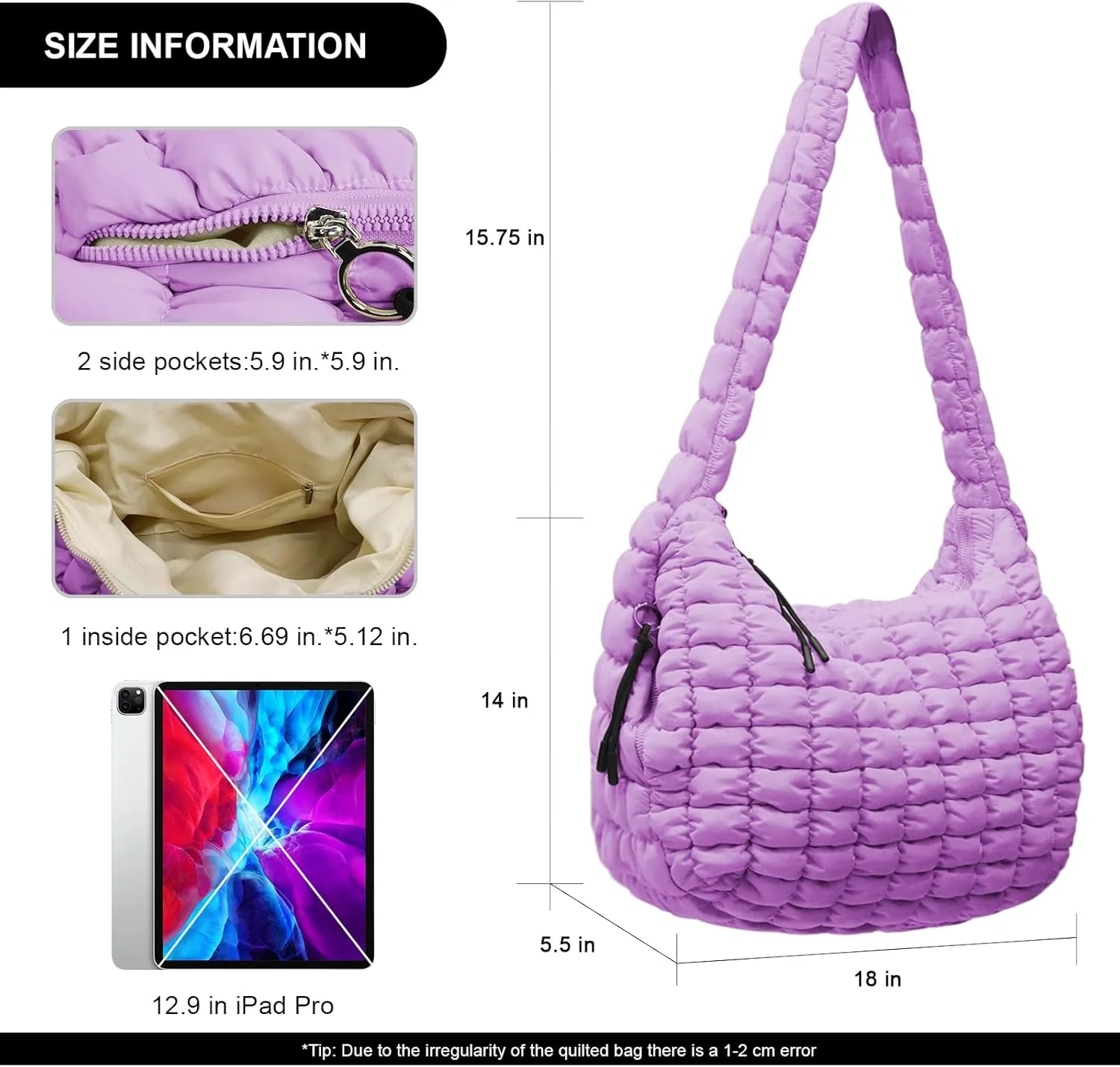 Large Puffer Tote Bag for Women Quilted Crossbody Bag, Hobo Quilted Tote Bag Crossbody Shoulder Handbags Puff Purse
