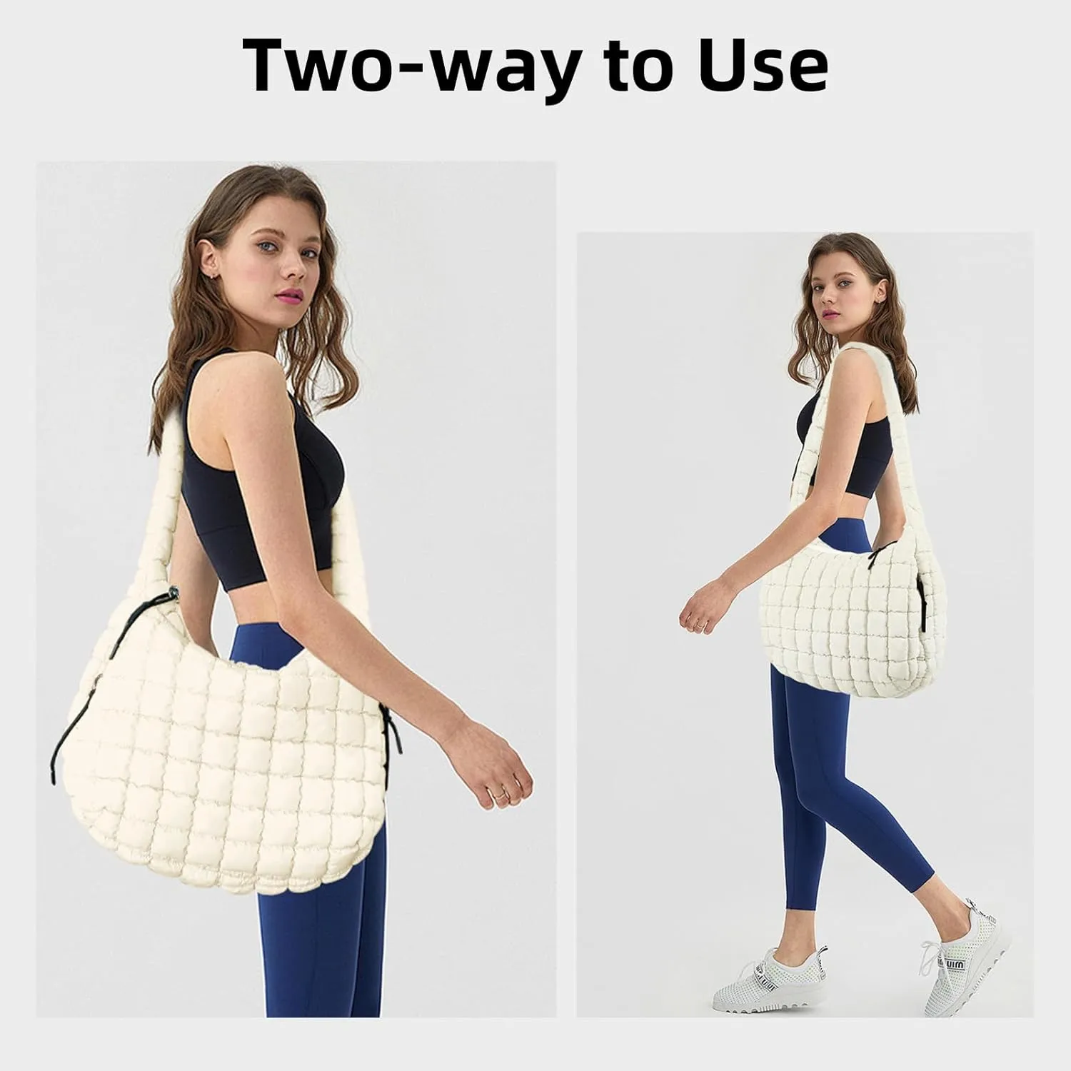 Large Quilted Tote Bag Crossbody Puffer Tote Bags for Women Quilted Hobo Bags Carryall Shoulder Bubble Bag