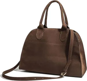 Large Suede Tote Bag For Women,Suede Retro Shoulder Bag,Crossbody Bag Faux Leather Handbag Trendy Work With shoulder strap