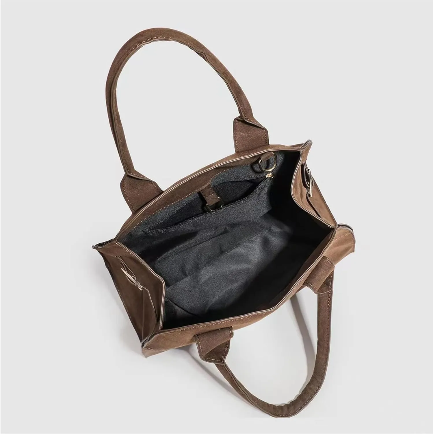 Large Suede Tote Bag For Women,Suede Retro Shoulder Bag,Crossbody Bag Faux Leather Handbag Trendy Work With shoulder strap