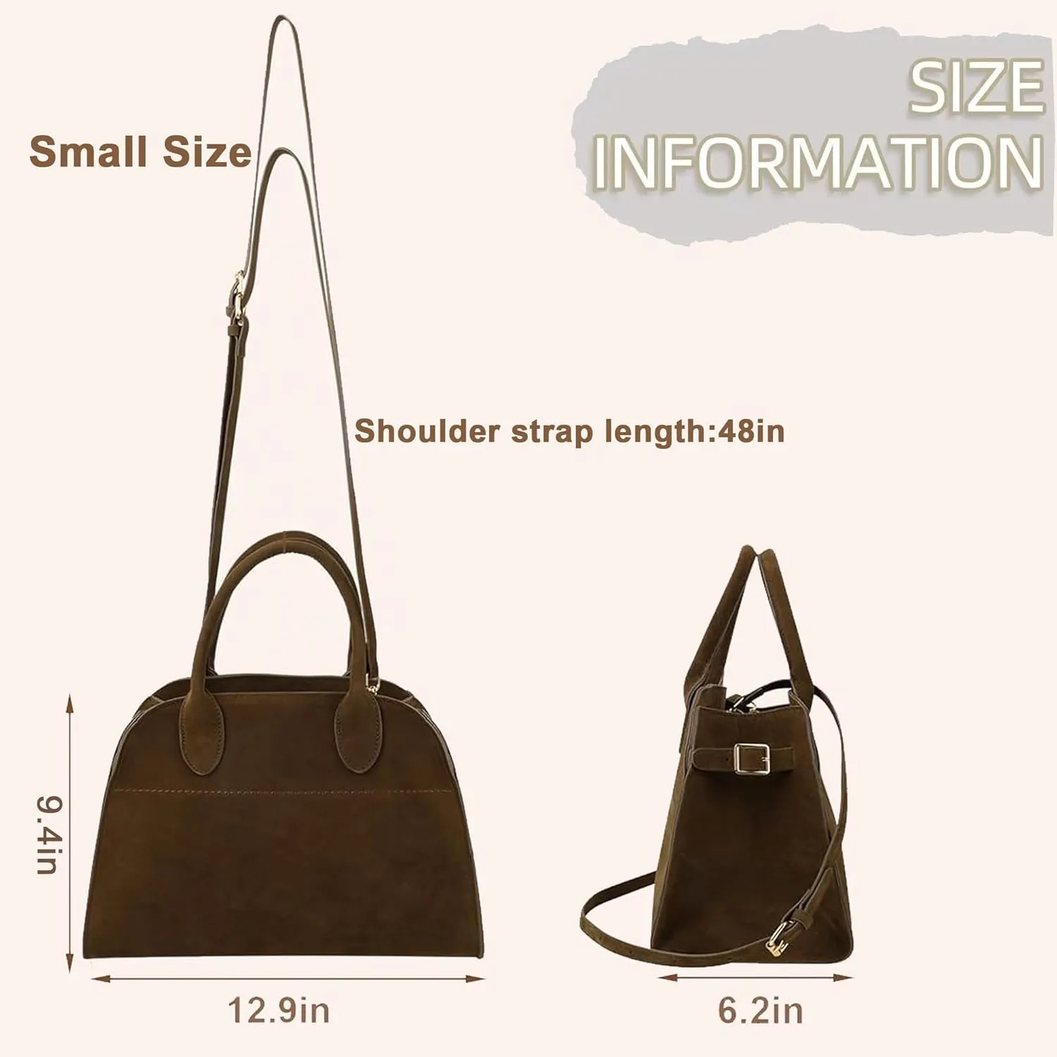 Large Suede Tote Bag For Women,Suede Retro Shoulder Bag,Crossbody Bag Faux Leather Handbag Trendy Work With shoulder strap