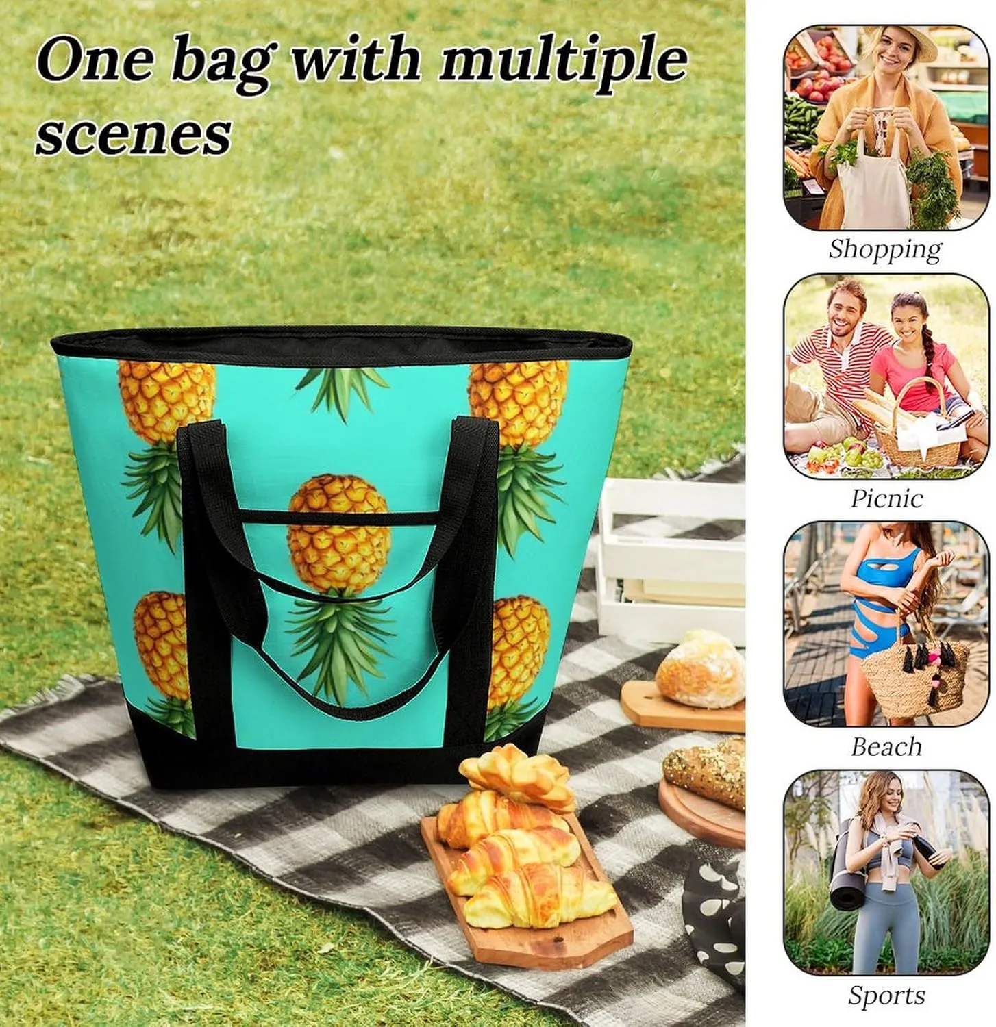 Large Thermal Shopping Tote Bag Travel Friendly Fashion Handbag Commuter Bag