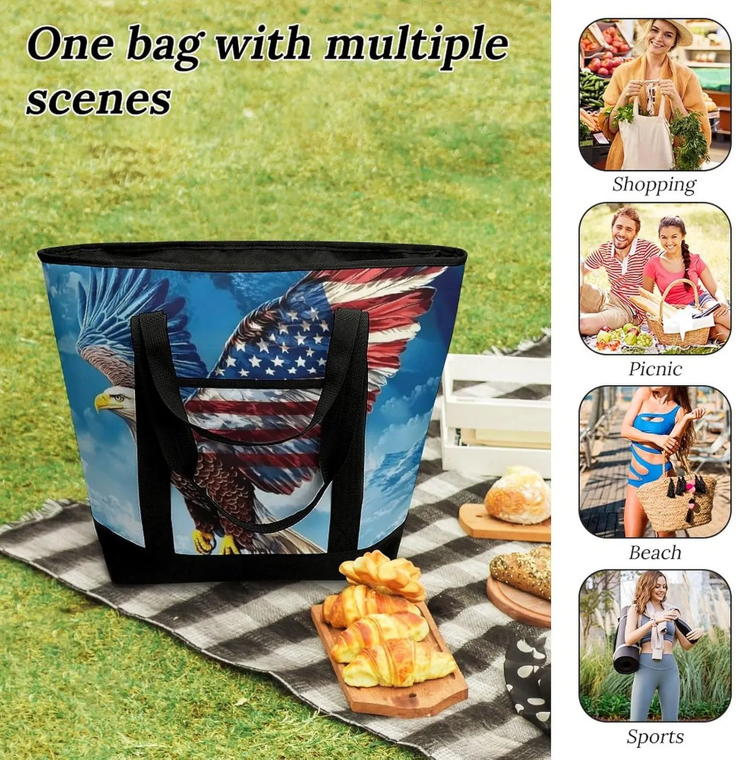 Large Thermal Shopping Tote Bag Travel Friendly Fashion Handbag Commuter Bag
