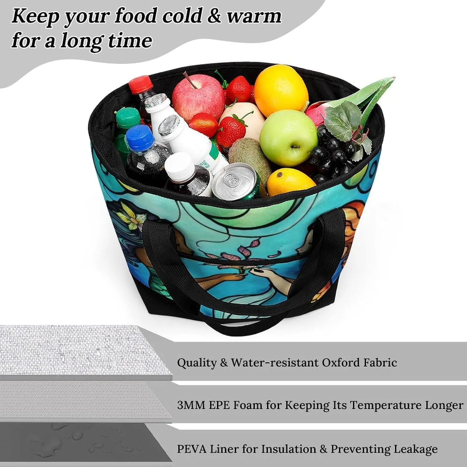 Large Thermal Shopping Tote Bag Travel Friendly Fashion Handbag Commuter Bag